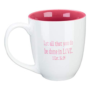 Christian Art Gifts Blessings to the Teacher Ceramic Coffee and Tea Scripture Mug for Men and Women: 1 Corinthians 16:14 Inspirational Encouraging Bible Verse, 14 oz.